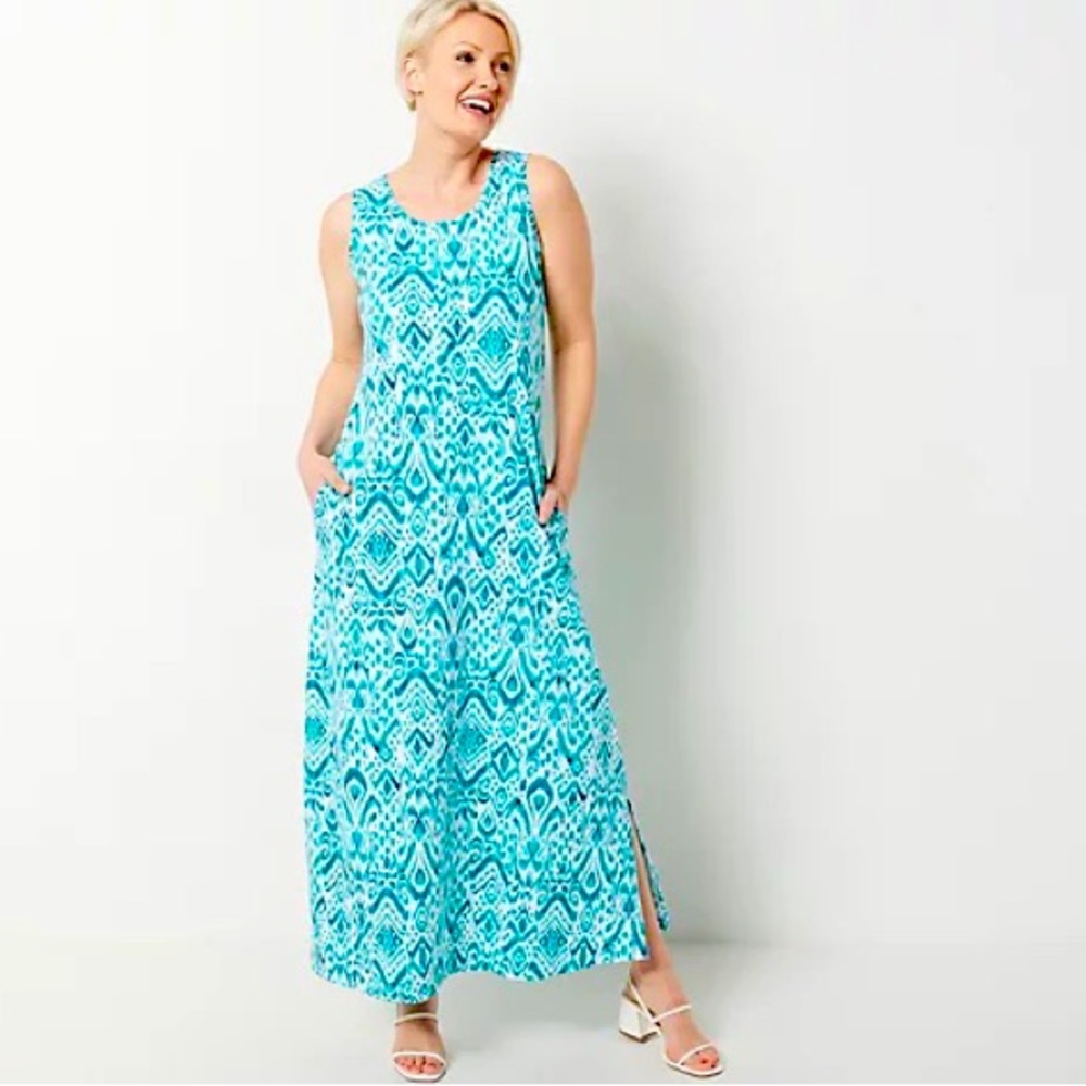 - ❤️❤️ Denim & Co. Printed Textured Knit Regular Maxi Dress❤️❤️size Xs